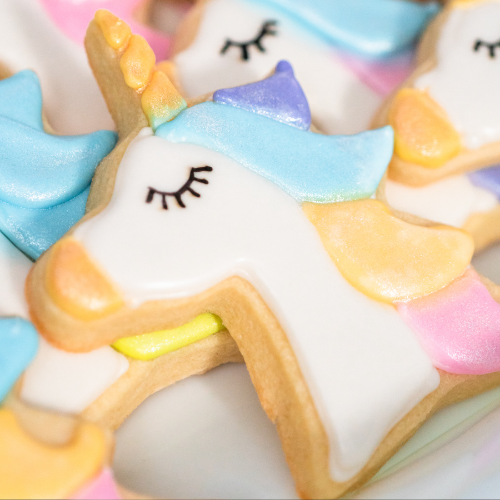 decorated unicorn cookies