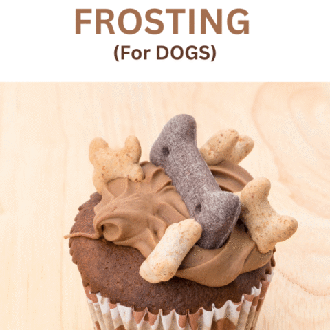 Peanut butter frosting on a dog treat cupcake - a tasty Dog Cookie Frosting Recipe for pets