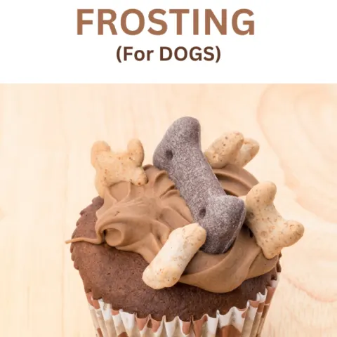Peanut butter frosting on a dog treat cupcake - a tasty Dog Cookie Frosting Recipe for pets