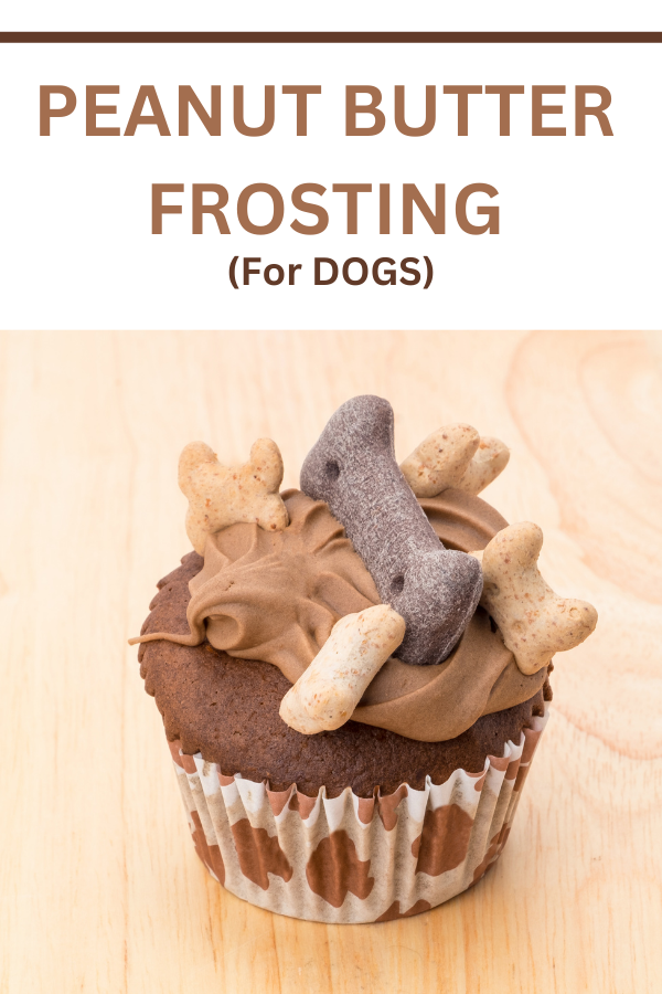 Peanut butter frosting on a dog treat cupcake - a tasty Dog Cookie Frosting Recipe for pets