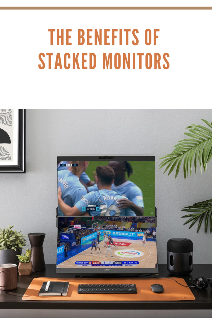stacked monitors watching two sports games