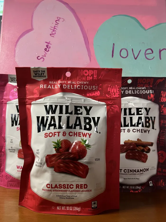 wiley wallaby licorice with valentine background