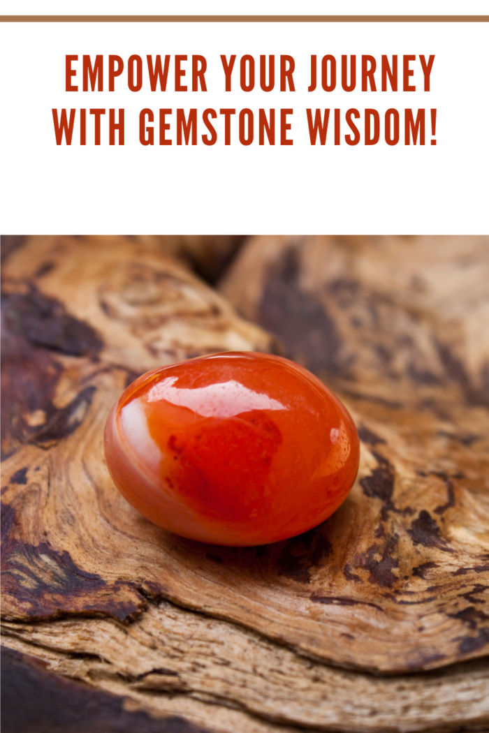 Red Carnelian against wooden background
