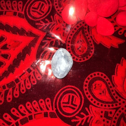 crystal on red cellophane