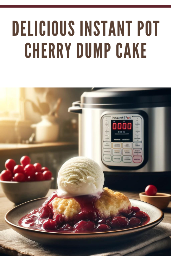 cherry dump cake with ice cream on top