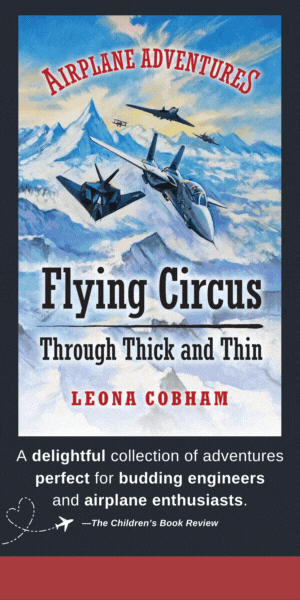 Cover of "Flying Circus Through Thick and Thin" by Leona Cobham featuring various airplanes flying over snowy mountains.