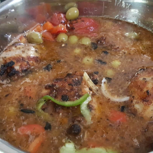 All ingredients laid out for a quick and easy Instant Pot chicken dinner recipe.