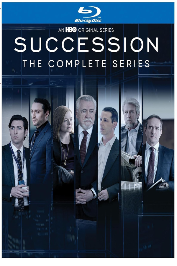 Blu-Ray collection of Succession: The Complete Series featuring stunning artwork and iconic characters.