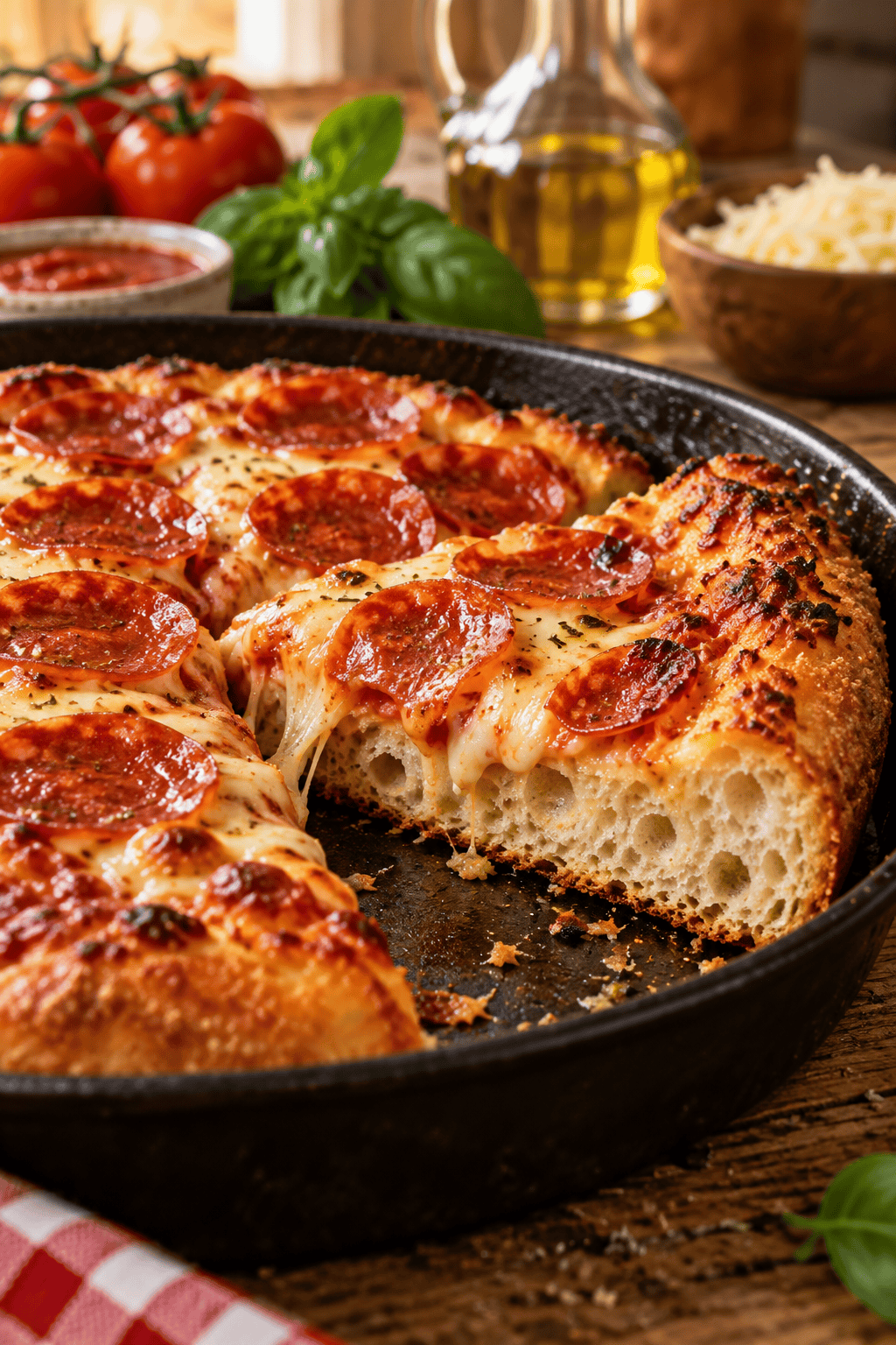 Baked Pizza Hut copycat pizza crust showing a soft airy interior and golden bottom
