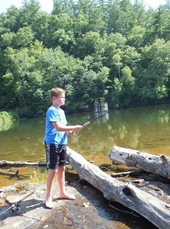 Colby checks out the rod to see how it will cast 