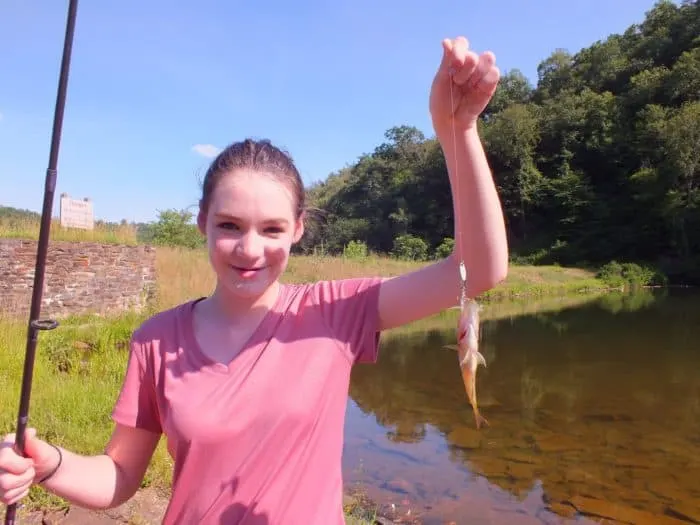 Her first fish...but while we were taking this picture...