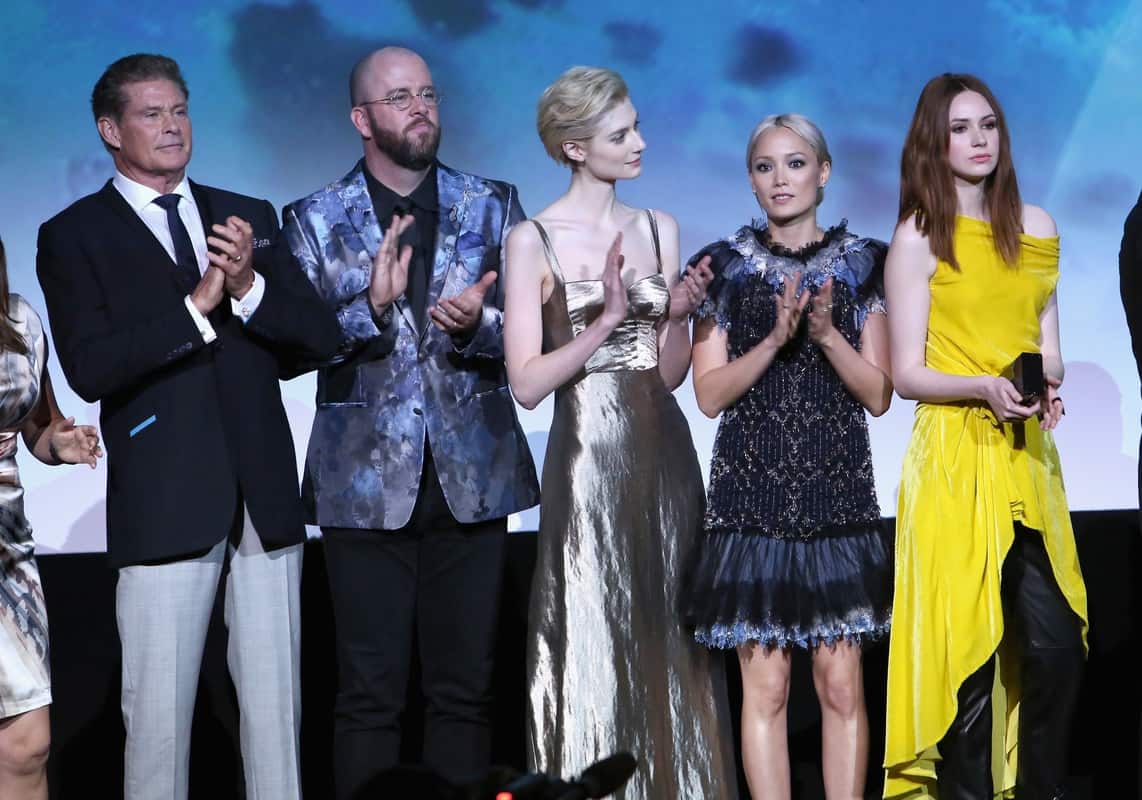 <em>HOLLYWOOD, CA - APRIL 19: (L-R) Actors David Hasselhoff, Chris Sullivan, Elizabeth Debicki, Pom Klementieff and Karen Gillan at The World Premiere of Marvel Studios’ “Guardians of the Galaxy Vol. 2.” at Dolby Theatre in Hollywood, CA April 19th, 2017 (Photo by Jesse Grant/Getty Images for Disney)</em>