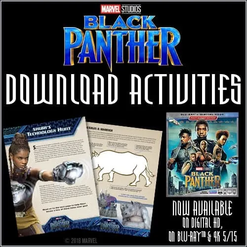 black panther activity sheets