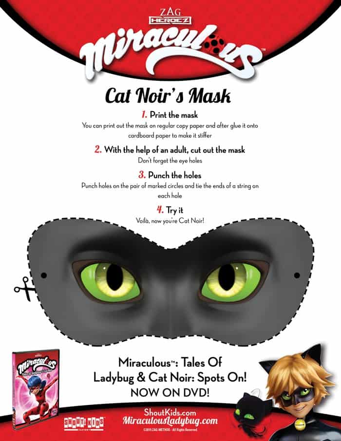 CatNoir Mask Activity Sheet Free Activity Sheets Ladybug Cat Noir