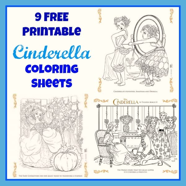 Cinderella Coloring Sheets Collage
