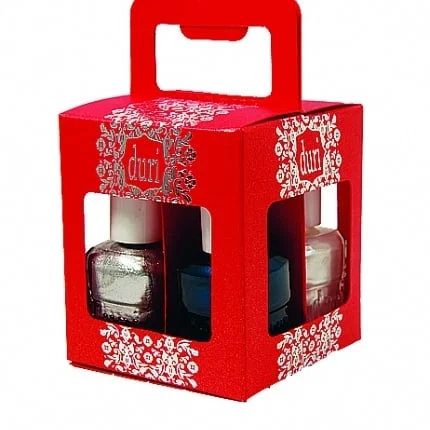 Experience the magic of love on your fingertips with Duri Cosmetics Love-Inspired Nail Polish. Express your emotions with vibrant shades that last. Duri RED AND SILVER gift set