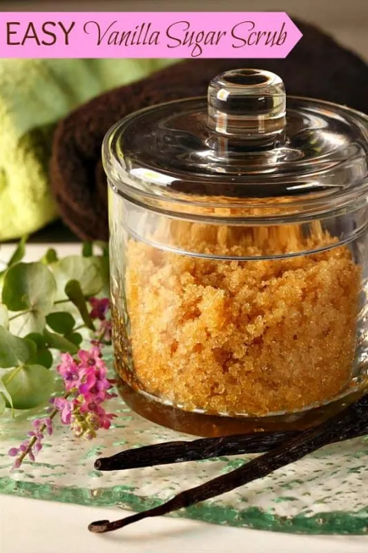 vanilla scrub in glass container