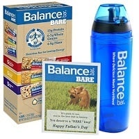balanace bar protein bars and waterbottle