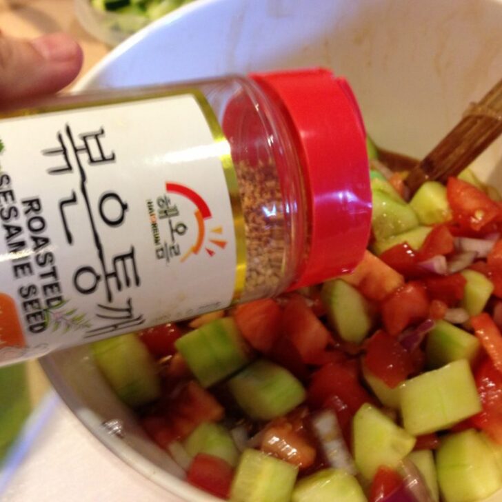 cucumber salad recipe adding sesame seeds