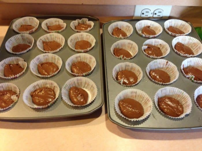 spoon batter into cupcake liners