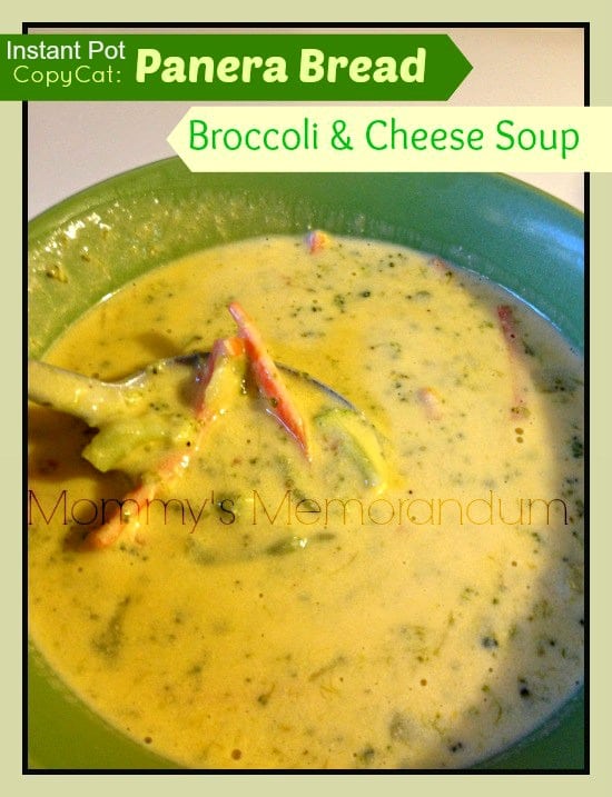 Instant Pot Copy Cat Panera Bread Broccoli and Cheese Soup 