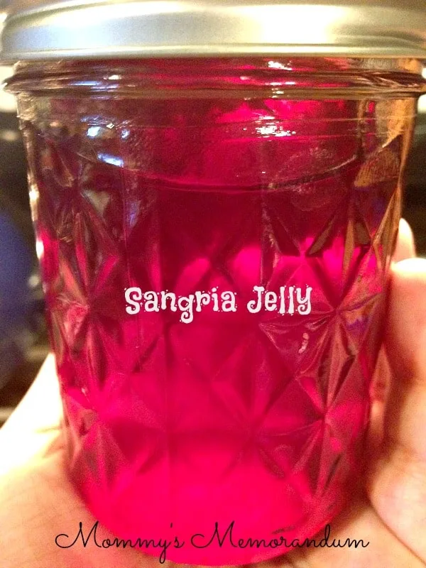 This Sangria jelly is just like drinking a sangria! Try serving it as an appetizer with crackers and cheese; it makes the best wine and peanut butter sandwich.