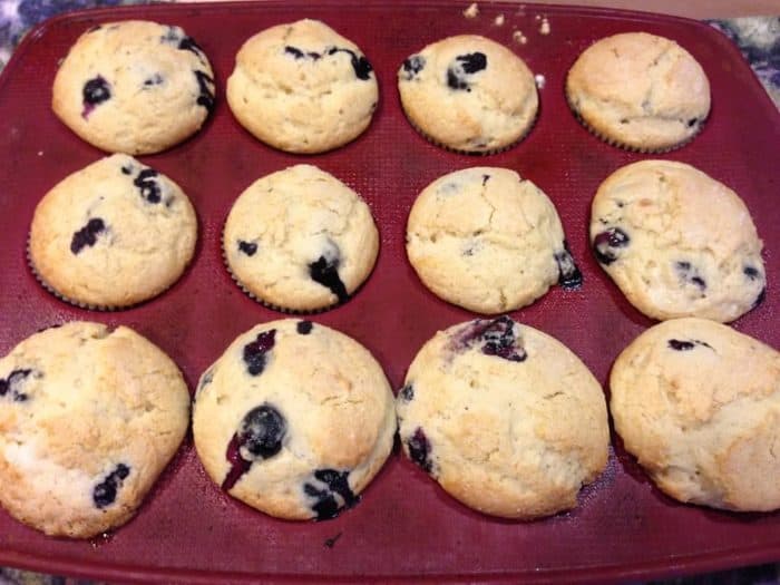 blueberry muffins in tins