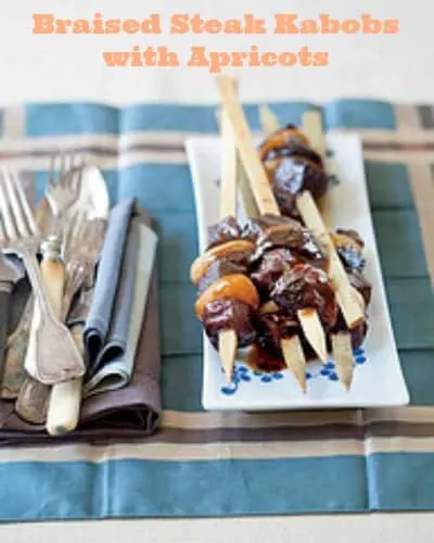 braised steak kebabs with Apricots
