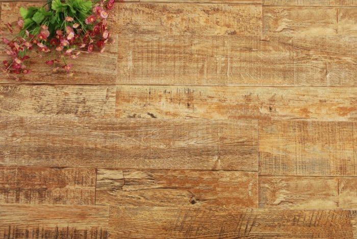 wood floors with flower bouquet