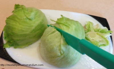 cut lettuce head into quarters
