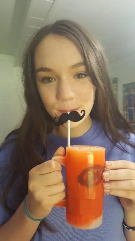 enjoying a&w root beer float