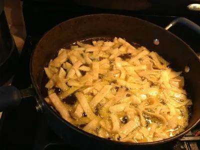 frying noodles for chicken tortilla soup