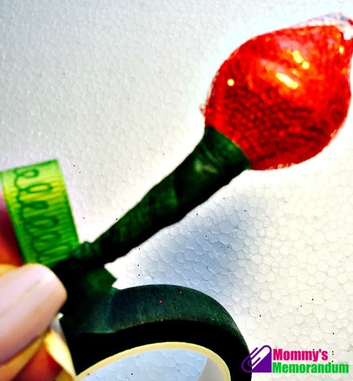 How to make a Hershey Kiss Rose hershey kisses roses wrapping the ribbon to the wire