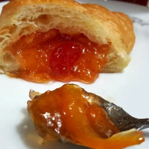 instant pot lemon cherry marmalade on croissant