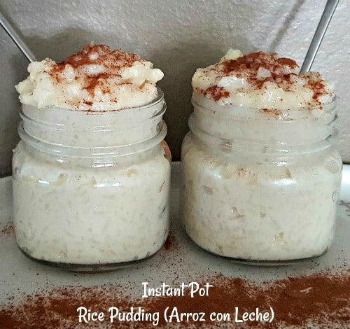 instant pot rice pudding (arroz con leche) on tray