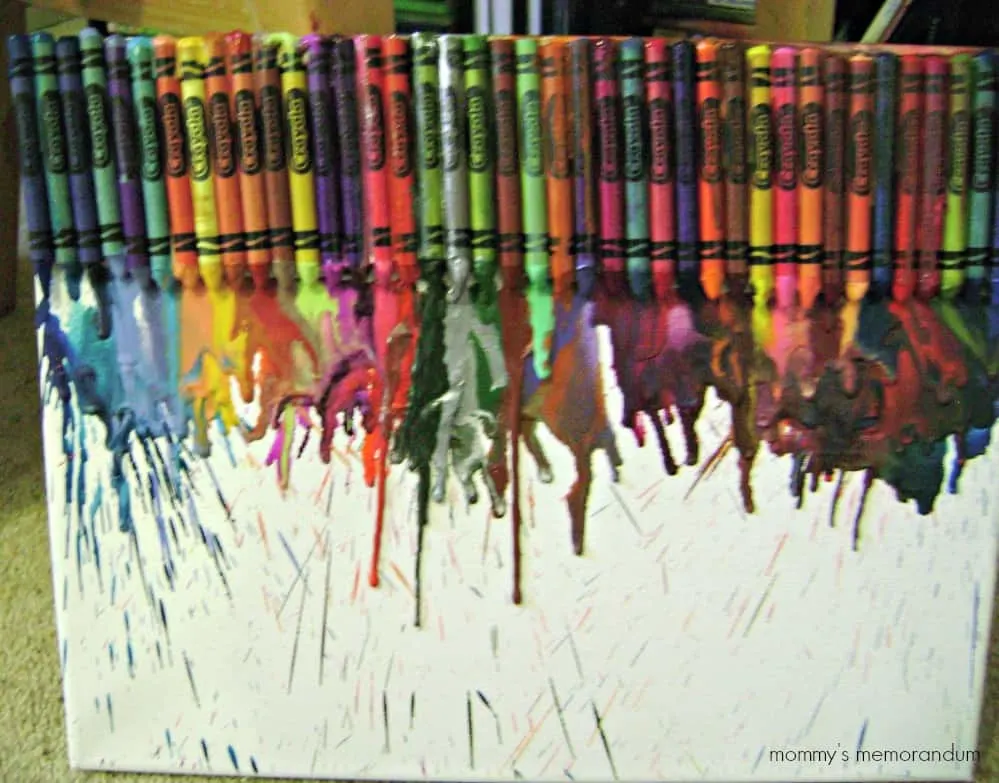 melted crayon canvas art 