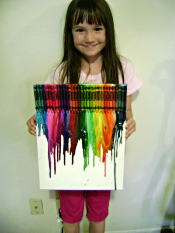 melted crayon canvas art 