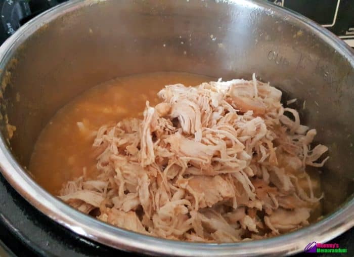 instant pot moana shredded chicken recipe adding shredded chicken to sauce