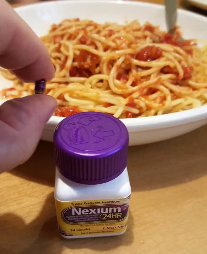 Heartburn relief nexium clear minis with spaghetti sauce