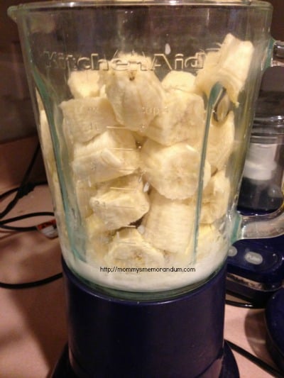 peel bananas and add to buttermilk
