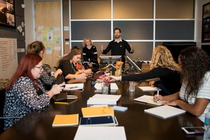 THE GOOD DINOSAUR - Screenwriter Meg LaFauve and Story Supervisor Kelsey Mann present at the Long Lead Press Days at Pixar Studios. Photo by: Marc Flores. ©2015 Disney•Pixar. All Rights Reserved.