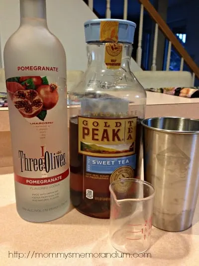 pomegranate three olives iced tea