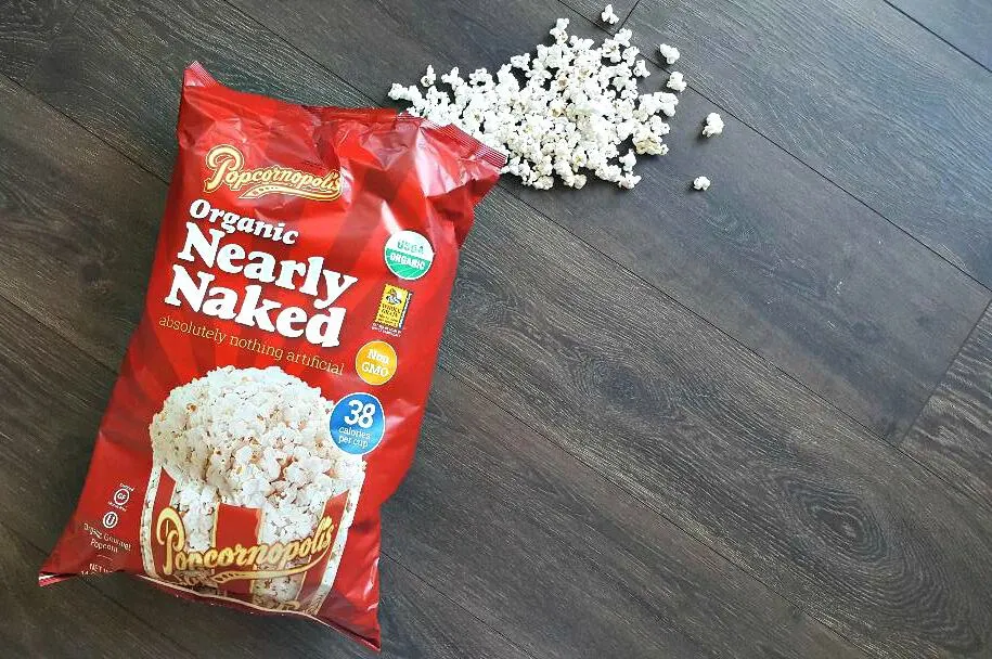 popcornopolis nearly naked popcorn bag opened showing popcorn