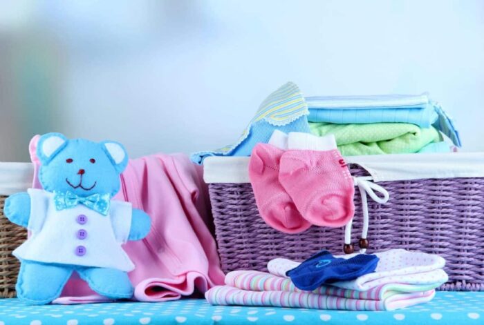 baby items in blue and pink