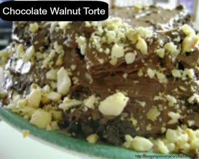 rich and delicate Dark Chocolate Walnut Torte recipe