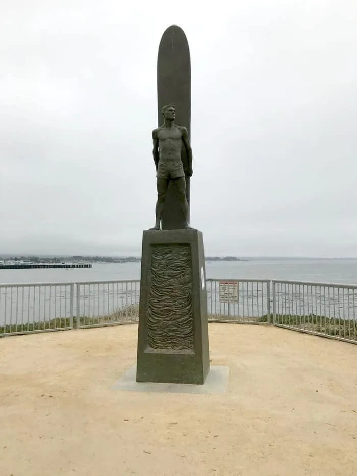 The Surfer statue near Steamer Lane in Santa Cruz, California by artists Paul Topp