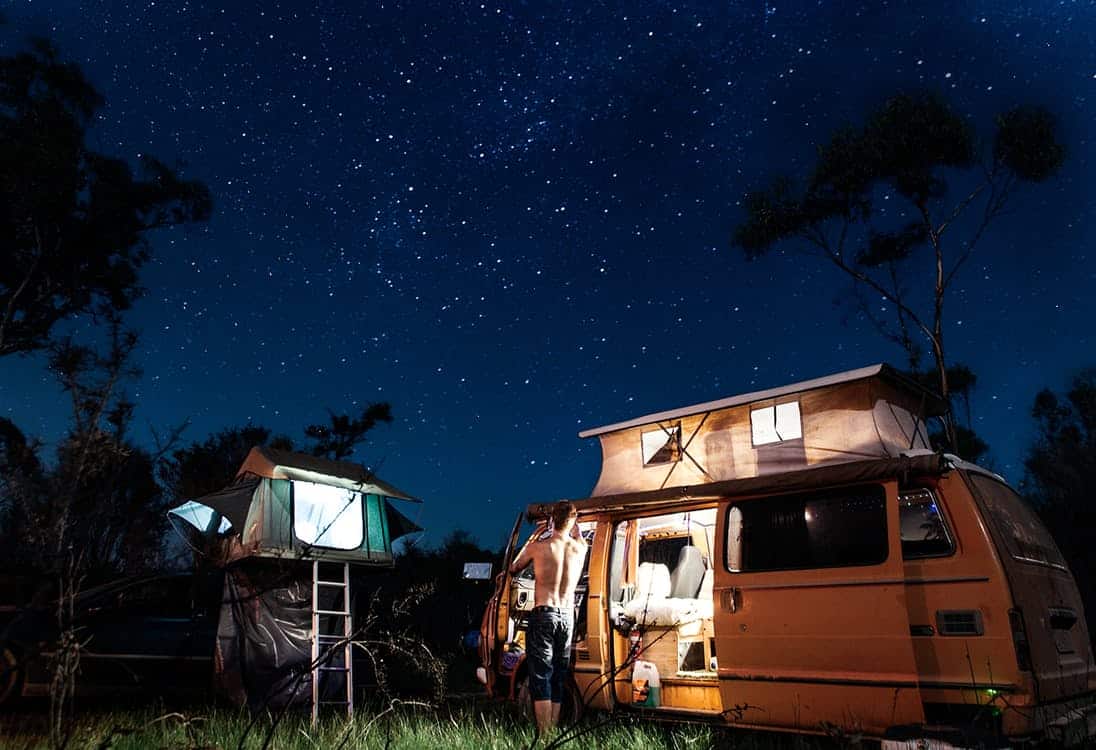 Camping with the family under the stars.