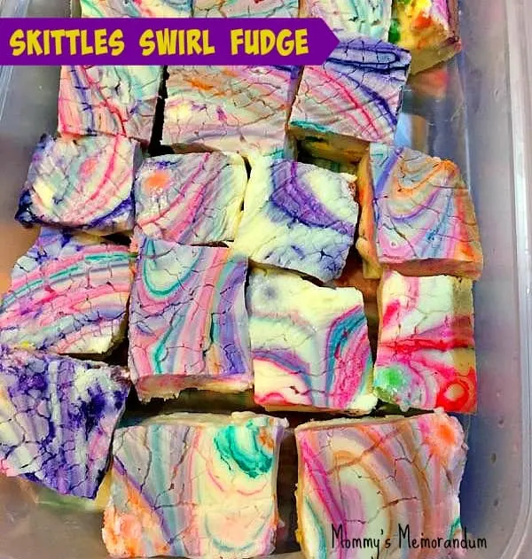 Skittles Rainbow Fudge is a quick and easy treat that will be the hit of your next get together or dessert. This fun dessert is colorful and filled with fun Skittles candies! A delicious fudge!