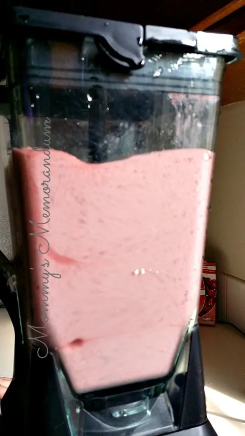 Blending Copycat Jamba Juice Strawberries Wild Smoothie in a blender