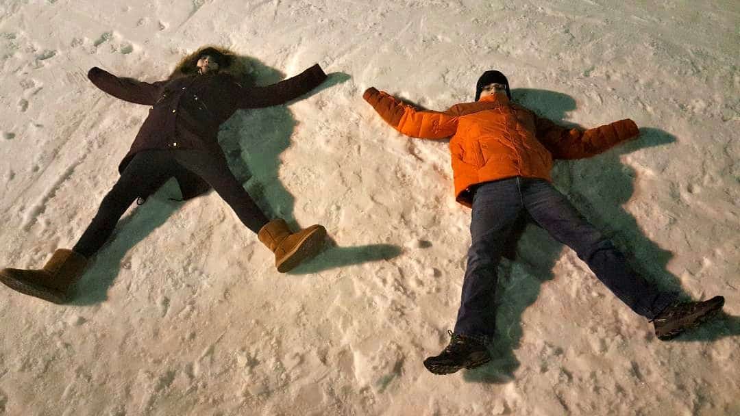 wintergreen making snow angels